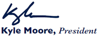Signature of Kyele Moore, President